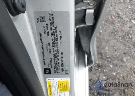 2019 Chevrolet Spark Ls Cvt z USA, uszkodzony, nr VIN KL8CB6SA5KC707492